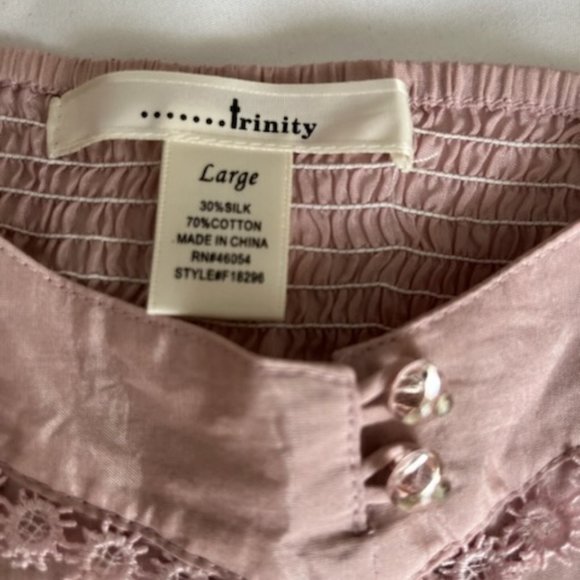Trinity cotton/silk eyelet top with straps Size Large Mauve color NWOT - Picture 4 of 6